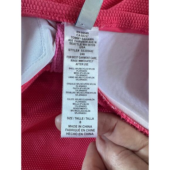 Tommy Bahama Pink Orange Colorblock 1 Piece Swim Suit 8 EUC one piece swimsuit - Picture 5 of 6
